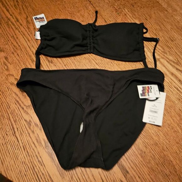 NWT No Boundaries Black Bikini Set XL 15-17 Padded Top & Bottom Swim Halter Tie - Picture 5 of 8